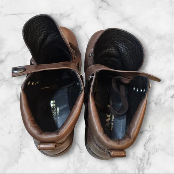 COACH -G1117 -TOMPKINS Hiker Shearling/ Trekking Boots - Dark Brown Size 8D mens - Picture 4 of 7